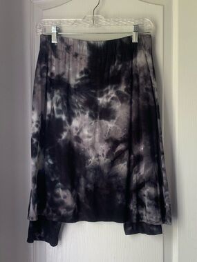 Modest Tie-Dye A-Line Skirt - Black & Gray
